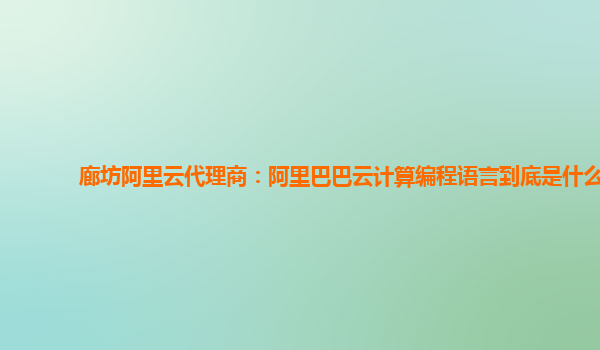 廊坊阿里云代理商：阿里巴巴云計算編程語言到底是什么