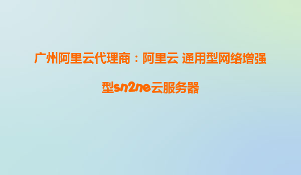 廣州阿里云代理商：阿里云 通用型網絡增強型sn2ne云服務器